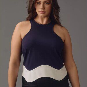 Sunday in Brooklyn (from Anthropologie) Colorblock Tank - Plus - navy/white - 2X